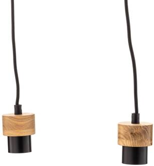 Merlo hanglamp eiken geolied, 4-lamps licht hout, zwart