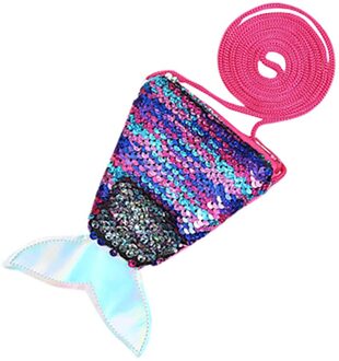 Mermaid Pailletten Portemonnee Lady Lanyard Coin Bag Meisje Kleine Portemonnee Kinderen Messenger Bag Vrouwen Portemonnee donker blauw