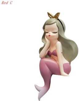 Mermaid Schakelaar Sticker Cartoon Stijl Socket Koelkast Sticker Fairytale Muursticker Hars 3D Stickers Schakelaar Socket Decor rood C