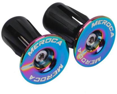 Meroca 1 Paar Mountainbike End Plugs Aluminium Lock Mtb Racefiets Stuur Plug End Cap Mountain Fiets Grips accessoires 1paar- kleurrijk