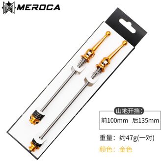 Meroca Mountainbike/Racefiets Quick Release Staaf 74*130Mm 100*135Mm Ultralight Titanium As qr As Vouwfiets Spies gouden 100x135