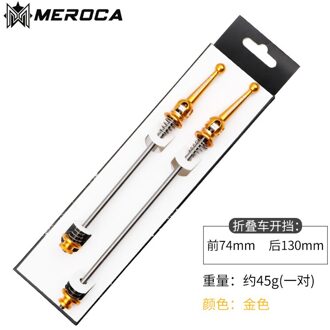 Meroca Mountainbike/Racefiets Quick Release Staaf 74*130Mm 100*135Mm Ultralight Titanium As qr As Vouwfiets Spies gouden 74x130