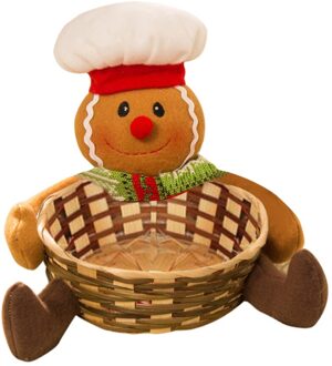 Merry Christmas Candy Wicker Basket Christmas Decorations Elk Snowman Santa Claus Fruit Basket Food Holder Home Decor #30