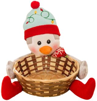 Merry Christmas Candy Wicker Basket Christmas Decorations Elk Snowman Santa Claus Fruit Basket Food Holder Home Decor #30