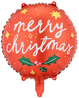 Merry Christmas folieballon Rood 45 cm Rood - Zalm