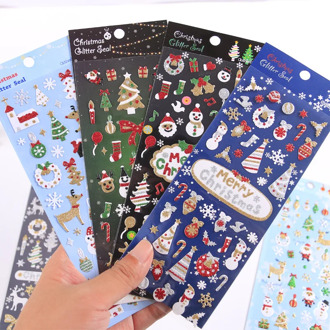 Merry Christmas party Decorative Glitter Gold Stickers Scrapbooking Stick Label Diary Stationery Album Stickers