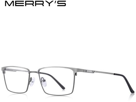 Merrys Mannen Titanium Legering Glazen Frame Ultralight Eye Bijziendheid Recept Brillen Mannelijke Optische Frame S2045 C03 grijs
