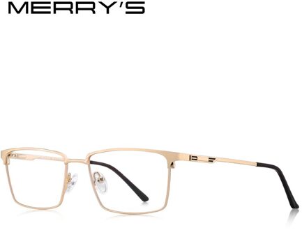 Merrys Mannen Titanium Legering Glazen Frame Ultralight Eye Bijziendheid Recept Brillen Mannelijke Optische Frame S2045 C04 goud