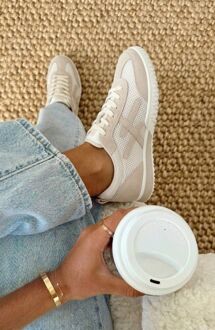 Mesh Dames Sneakers Beige Beige/Wit