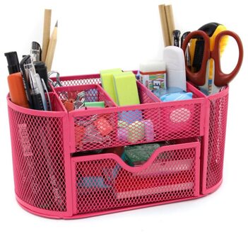Mesh Desk Organizer Office Supply Caddy Lade met Pen Houder Collectie Roze