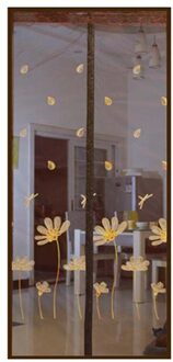 Mesh Deur Gordijn Bloemen Magnetische Gordijnen Handsfree Anti Mosquito Insect Fly Bug Gordijn Netto Automatische Sluiten Screen Keuken lotus / 100x210cm