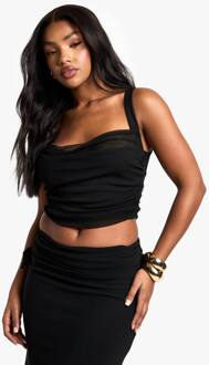 Mesh Geraffelde Front Top, Black - 44