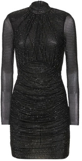 Mesh jurk met strass Self Portrait , Black , Dames - XS
