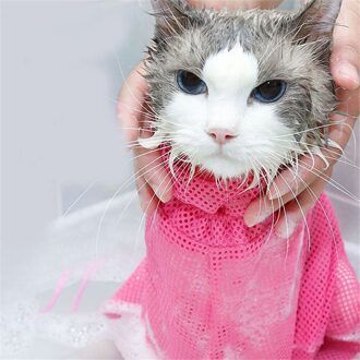 Mesh Kat Grooming Bad Tas Katten Wassen Zakken Voor Huisdier Baden Nail Trimmen Injecteren Anti Scratch Bite Terughoudendheid scharlaken