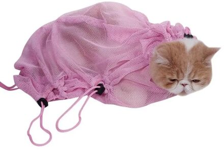 Mesh Kat Zwemmen Bag Katten Grooming Shampoo Wassen Zakken Kat Bad Schoon Tas Geen Krassen Bite Terughoudendheid Levert Nagel Snijden roze