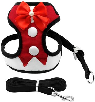 Mesh Kleine Hond Harnas Nylon Ademende Puppy Hond Avondjurk Harnas Vest Pet Wandelen Harnesses Leash Set Voor Kleine Honden kat Rood / S