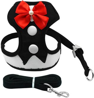 Mesh Kleine Hond Harnas Nylon Ademende Puppy Hond Avondjurk Harnas Vest Pet Wandelen Harnesses Leash Set Voor Kleine Honden kat zwart / L