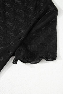 Mesh Korte Mouwen Top - maat S Zwart