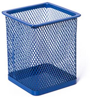 Mesh Metalen Pen Potlood Borstel Pot Houder Briefpapier Opslag Container Bureau Organizer Make Borstel Opslag blauw plein