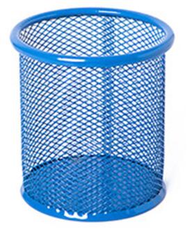 Mesh Metalen Pen Potlood Borstel Pot Houder Briefpapier Opslag Container Bureau Organizer Make Borstel Opslag blauw ronde
