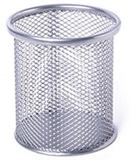 Mesh Metalen Pen Potlood Borstel Pot Houder Briefpapier Opslag Container Bureau Organizer Make Borstel Opslag zilver ronde
