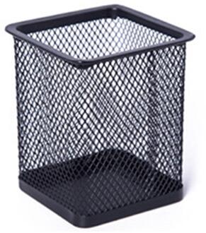 Mesh Metalen Pen Potlood Borstel Pot Houder Briefpapier Opslag Container Bureau Organizer Make Borstel Opslag zwart plein