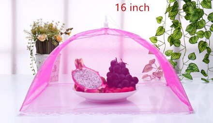 Mesh Opvouwbare Voedsel Covers Keuken Anti Fly Mosquitotable Schotel Cover Tent Dome Net Paraplu Picknick Bescherm Cover Keuken Gereedschap roos rood 16 duim