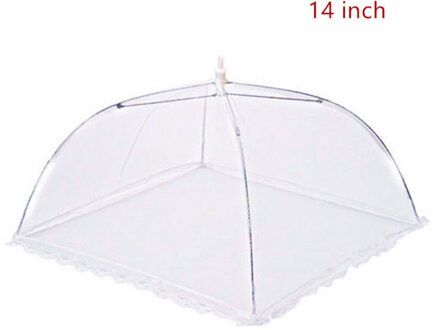 Mesh Opvouwbare Voedsel Covers Keuken Anti Fly Mosquitotable Schotel Cover Tent Dome Net Paraplu Picknick Bescherm Cover Keuken Gereedschap wit 14 duim