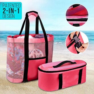 Mesh Strand Draagtas Multifunctionele Isolatie Voedsel Opslag Picknick Zakken Zwemmen Organizer Sporttas Voor Outdoor Camping # G3 Rood