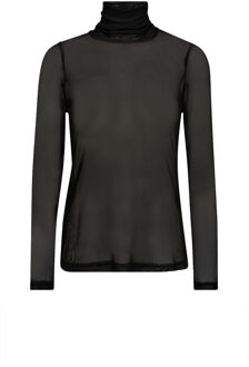 Mesh top met col Irene  zwart