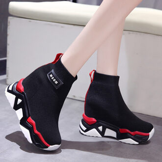 Mesh Wedge Schoenen Vrouw Platform Sneakers Dames Solid Lente Herfst Slip Op Casual Schoenen Voor Vrouwen Ronde Neus Vrouwelijke schoenen rood / 6.5