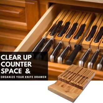 Messenblok Houder Natuurlijke Bamboe Bestek Lade Organizer Tray Gebruiksvoorwerp Rack Universele Mes Stand Keuken Cutter Houder