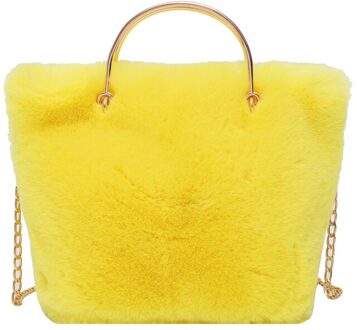 Messenger Bag Mode Emmer Zak Stijl Dame Schoudertas Kunstmatige Fur Lady Casual Dame Handtas Envelop geel