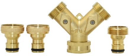 Messing 2-weg Tuin Kraan Watersplitter 3/4 Y Irrigatieklep Snelkoppeling Tuinslang Kraan Adapter 1 Set wit