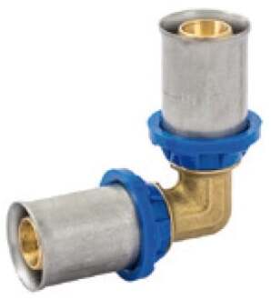 Messing aansluithoek 90°, blank, 26 mm, perskoppeling voor meerlagenbuis - 988714355