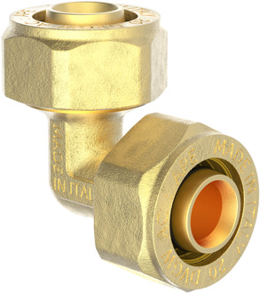 Messing aansluithoek 90° | Vernikkeld | 16 mm | Klemkoppeling voor meerlagenbuis - 988906155