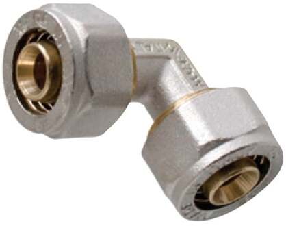 Messing aansluithoek 90°, vernikkeld, 20 mm, klemkoppeling voor meerlagenbuis - 988906255