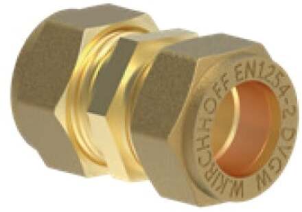 Messing aansluitstuk, blank, 12 mm, klemkoppeling voor koperen buis - 989454217