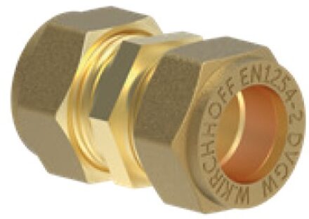 Messing aansluitstuk, blank, 18 mm, klemkoppeling voor koperen buis - 989454417