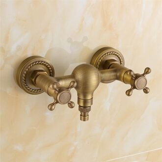 Messing Antieke Afgewerkte Bad Kraan Wall Mount Warm Koud Water Mengkraan Bad Douche Kraan Tap Robinet Baignoire