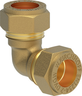 Messing bocht 90°, blank, 15 mm, klemkoppeling voor koperen buis - 989451217