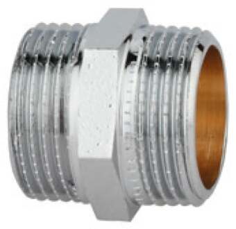 Messing dubbele nippel, chroom, 1/2"ET - 989342155