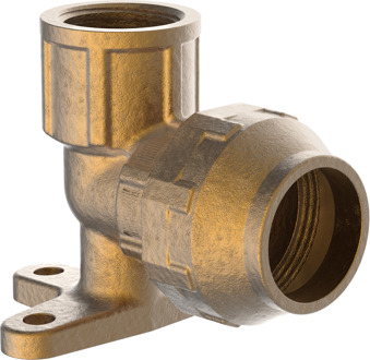 Messing hoek muurplaat, 20 mm x 1/2"IT, klemkoppeling voor HDPE - 984836155