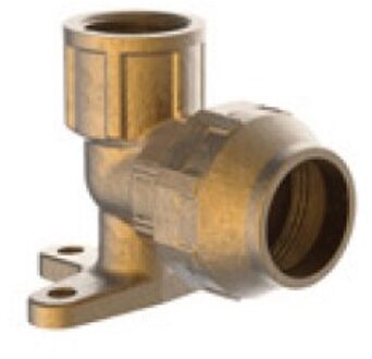 Messing hoek muurplaat, 25 mm x 3/4"IT, klemkoppeling voor HDPE - 984836255