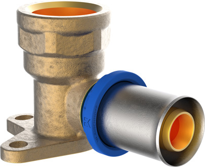 Messing hoek muurplaat, blank, 20 mm x 1/2"IT, persfitting voor meerlagenbuis - 988722355