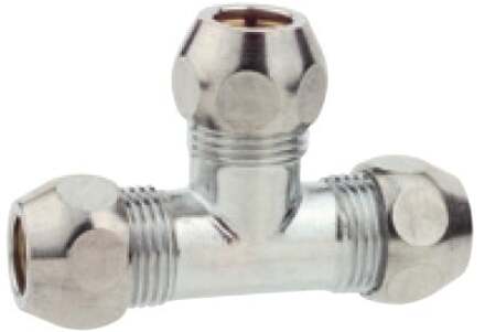 Messing knelkoppeling T-stuk, chroom, 3/8" x 10 mm - 986253148