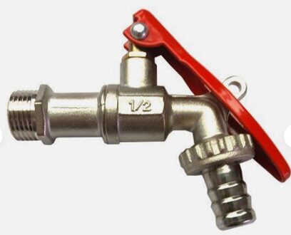 Messing kogelkraan, vernikkeld, 1/2"ET x 3/4"ET x 1/2" mondstuk, afsluitbaar - 986188155