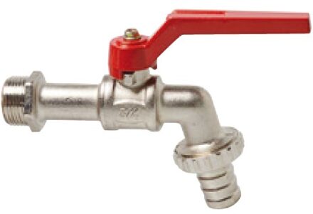 Messing kogelkraan, vernikkeld, 1"ET x 1 1/4"ET x 1"mondstuk - 986189455