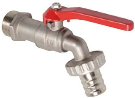 Messing kogelkraan, vernikkeld, 3/4"ET x 1"ET x 3/4"mondstuk - 986189048