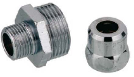 Messing nippelfitting, chroom, 3/4"ET x 10 mm - 986263148